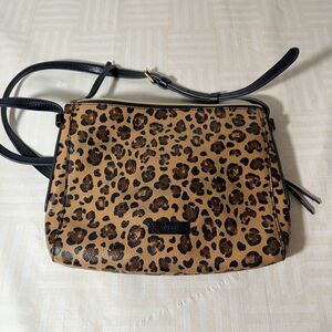 FOSSIL Top Zip Leopard Pocketbook Purse Animal Print Crossbody